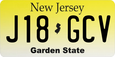 NJ license plate J18GCV