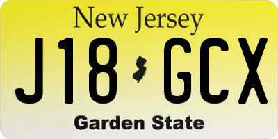 NJ license plate J18GCX