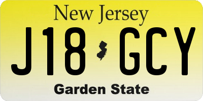NJ license plate J18GCY