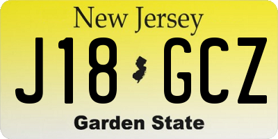 NJ license plate J18GCZ