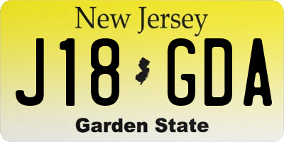 NJ license plate J18GDA