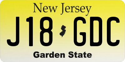 NJ license plate J18GDC
