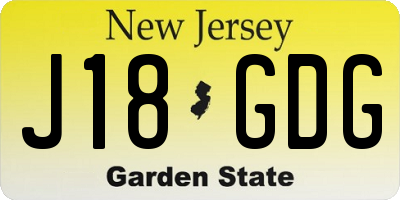NJ license plate J18GDG