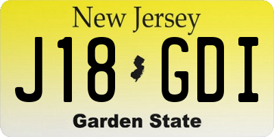 NJ license plate J18GDI