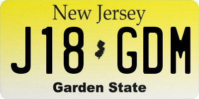 NJ license plate J18GDM
