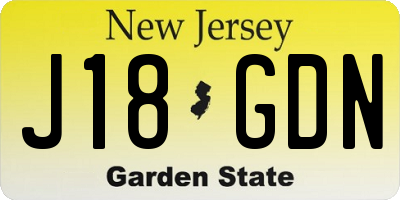 NJ license plate J18GDN