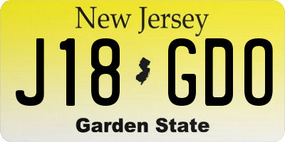 NJ license plate J18GDO