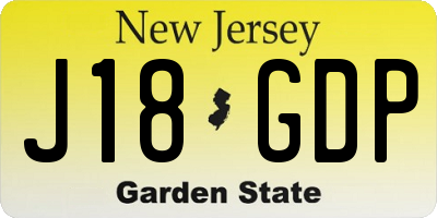 NJ license plate J18GDP