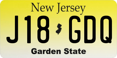 NJ license plate J18GDQ