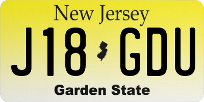 NJ license plate J18GDU