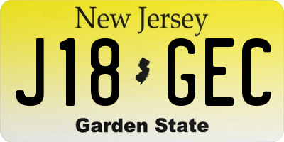 NJ license plate J18GEC
