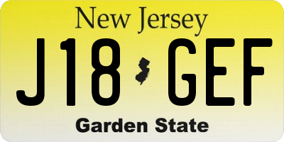 NJ license plate J18GEF