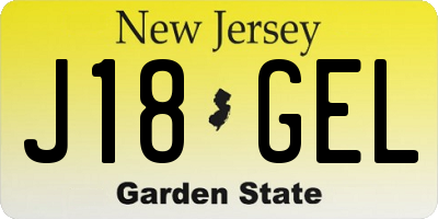 NJ license plate J18GEL