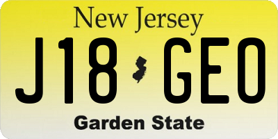 NJ license plate J18GEO