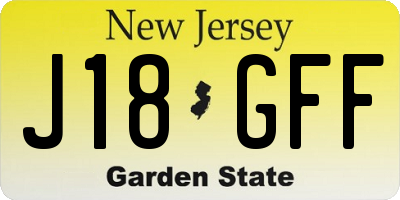 NJ license plate J18GFF