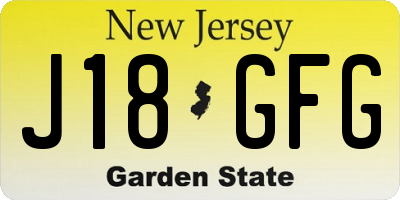 NJ license plate J18GFG
