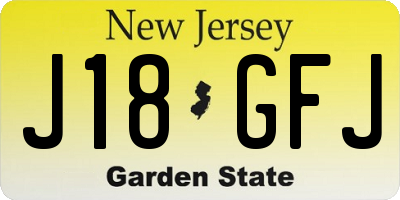 NJ license plate J18GFJ