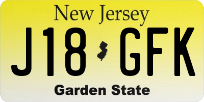 NJ license plate J18GFK