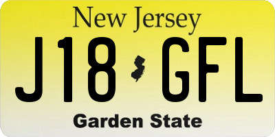 NJ license plate J18GFL