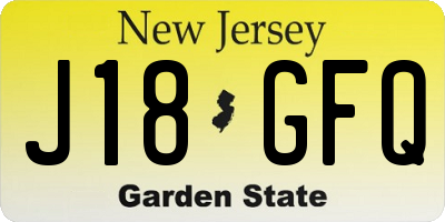 NJ license plate J18GFQ