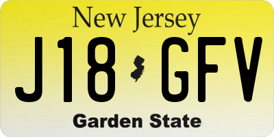NJ license plate J18GFV
