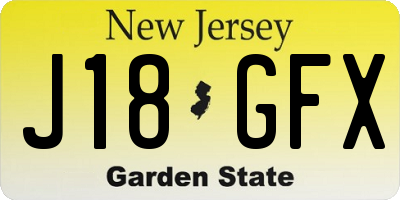 NJ license plate J18GFX