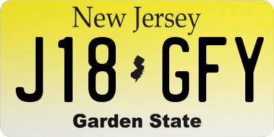 NJ license plate J18GFY