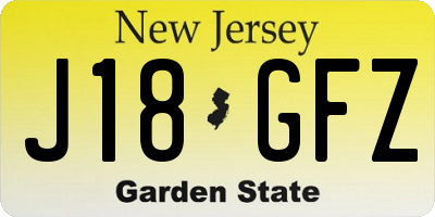 NJ license plate J18GFZ