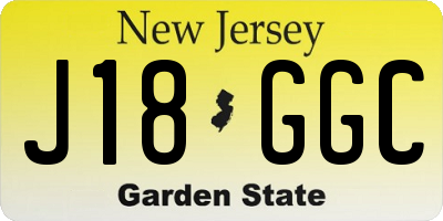 NJ license plate J18GGC