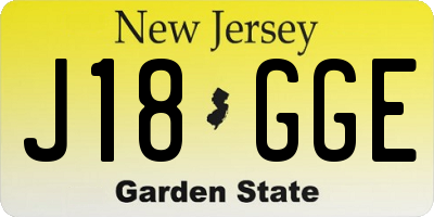 NJ license plate J18GGE