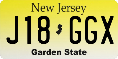 NJ license plate J18GGX