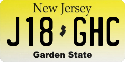 NJ license plate J18GHC