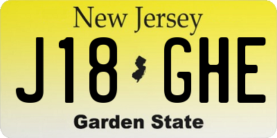 NJ license plate J18GHE