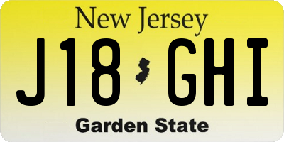 NJ license plate J18GHI