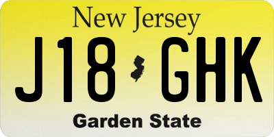 NJ license plate J18GHK