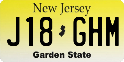 NJ license plate J18GHM