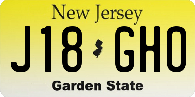 NJ license plate J18GHO