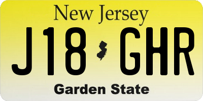 NJ license plate J18GHR