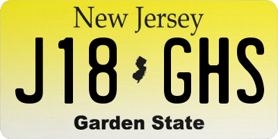 NJ license plate J18GHS