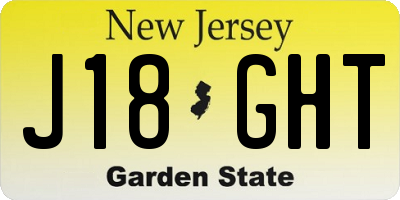 NJ license plate J18GHT