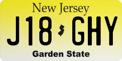 NJ license plate J18GHY