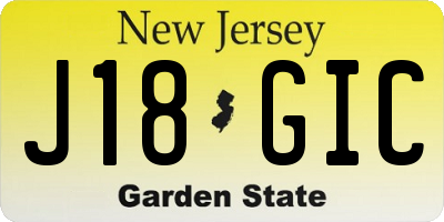 NJ license plate J18GIC