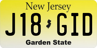 NJ license plate J18GID