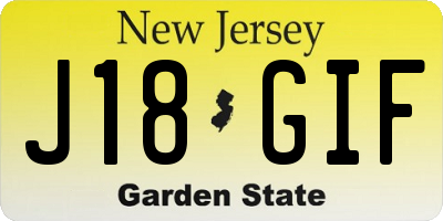 NJ license plate J18GIF