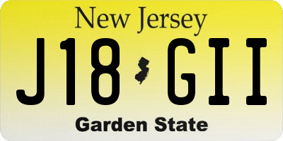 NJ license plate J18GII