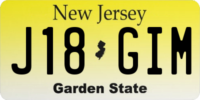 NJ license plate J18GIM