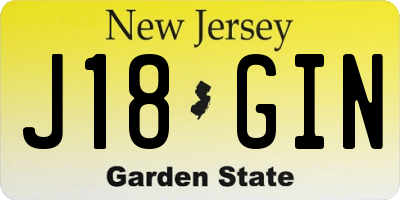 NJ license plate J18GIN