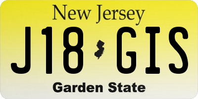 NJ license plate J18GIS