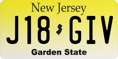 NJ license plate J18GIV