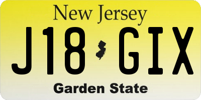 NJ license plate J18GIX